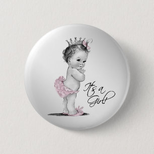 Badge Rond 5 Cm Adorable princesse rose C'est un bouton fille