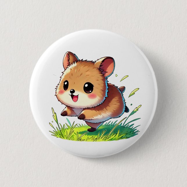 Badge Rond 5 Cm Adorable quokka avec grand sourire courant (Devant)