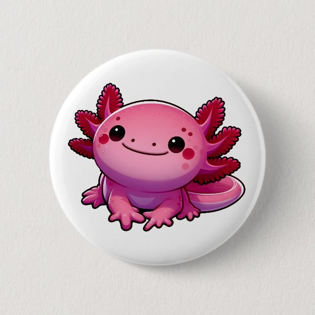 Badge Rond 5 Cm Adorable sourire Axolotl (Devant)
