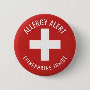 Badge Rond 5 Cm Adrénaline vigilante d'allergie à l'intérieur de