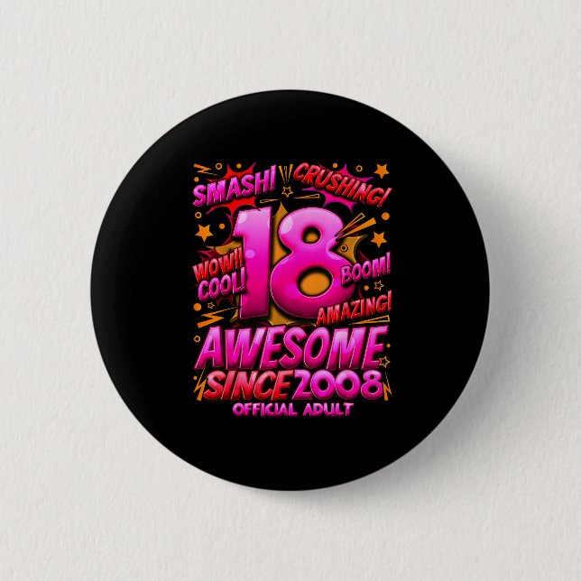 Badge Rond 5 Cm Adult 18 Year Old For Boys 18th Birthday Boy  (Devant)