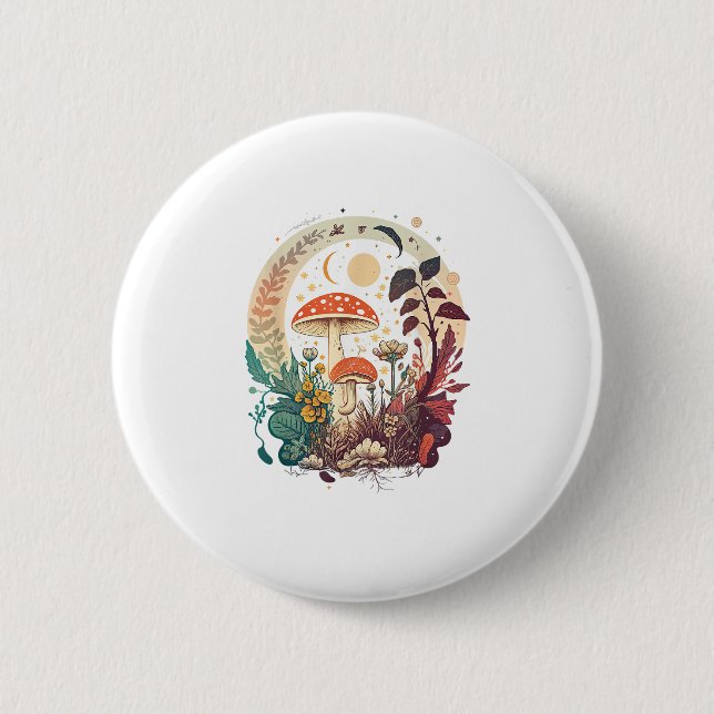 Badge Rond 5 Cm Aesthetic Goblincore And Cottagecore Mushroom Meme (Devant)