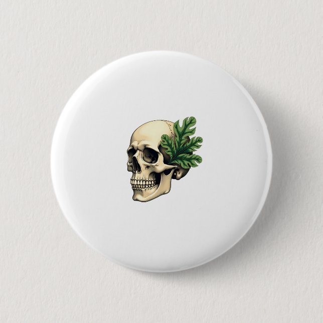 Badge Rond 5 Cm Aesthetic Goth Grunge Skull Tropical Monstera Leaf (Devant)