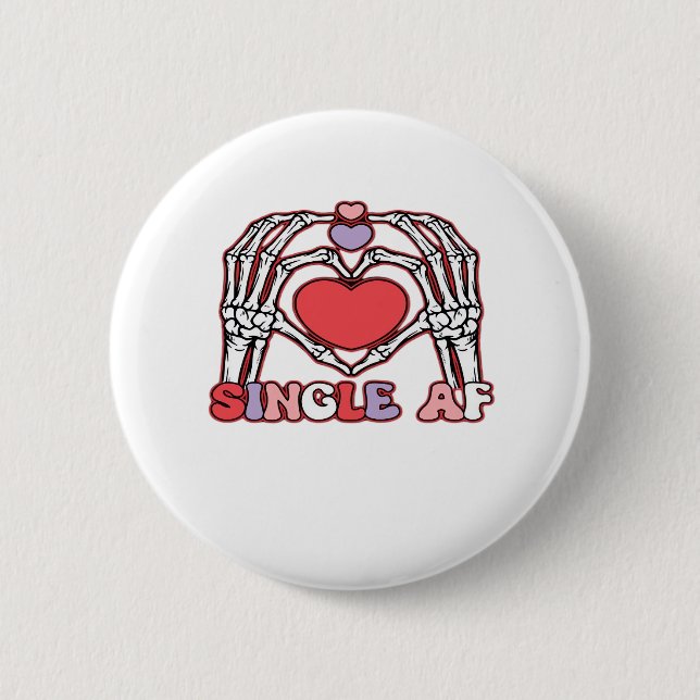 Badge Rond 5 Cm Af Skeleton Mains Valentines Classic (Devant)