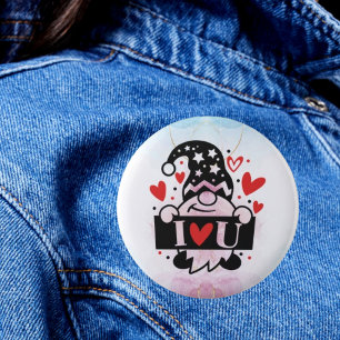 Badge Rond 5 Cm Affection romantique : Je t'aime Bouton Gnome