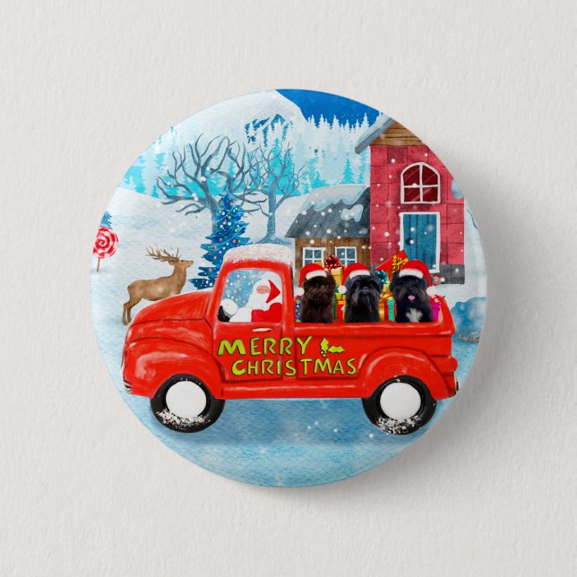 Badge Rond 5 Cm Affenpinschers Chien dans la livraison de Noël Cam (Devant)