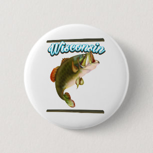 Badge Rond 5 Cm Affiche de pêche du Wisconsin