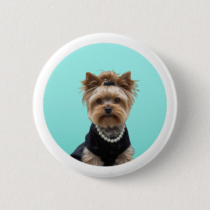 Badge Rond 5 Cm Affiche de petit déjeuner classique Yorkshire Terr