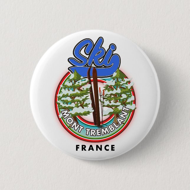 Badge Rond 5 Cm Affiche de voyage ski Mont Tremblant France (Devant)