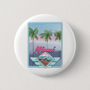 Badge Rond 5 Cm Affiche de voyage vintage Miami Floride