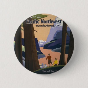 Badge Rond 5 Cm Affiche de voyage vintage Pacific Northwest 1925 T