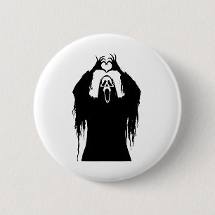 Badge Rond 5 Cm Affiche d'horreur de visage d'Halloween