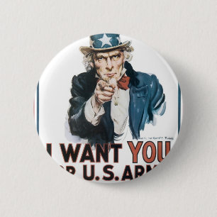 Badge Rond 5 Cm Affiche d'Oncle Sam, Amérique. Je vous veux pour