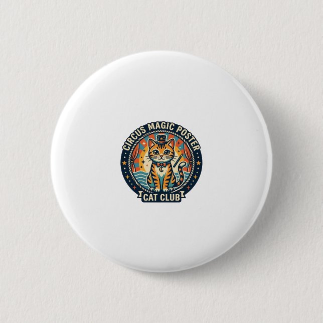 Badge Rond 5 Cm Affiche Magie de Cirque Chat Mignon Design - Cirqu (Devant)