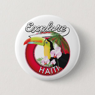 Badge Rond 5 Cm Affiche patch de voyage logo Explore Haïti.