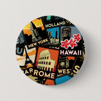Badge Rond 5 Cm Affiches la rétro Europe vintage Asie Etats-Unis