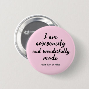 Badge Rond 5 Cm Affirmation Biblique Positive Rose