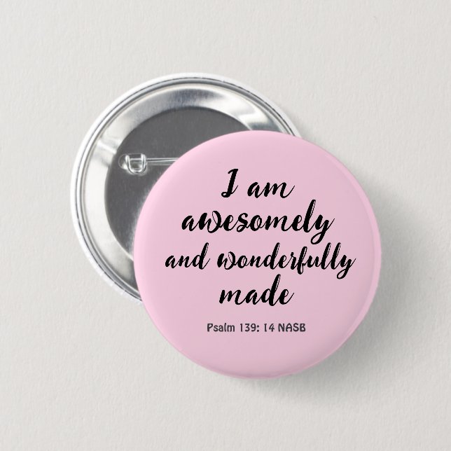Badge Rond 5 Cm Affirmation Biblique Positive Rose (Devant & derrière)