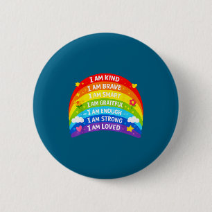 Badge Rond 5 Cm Affirmations Positives Arc-en-Ciel Pour Enfants
