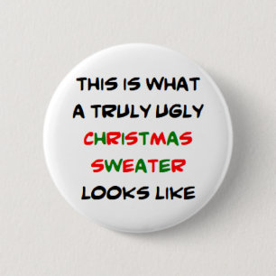 Badge Rond 5 Cm affreux pull de noël, vraiment