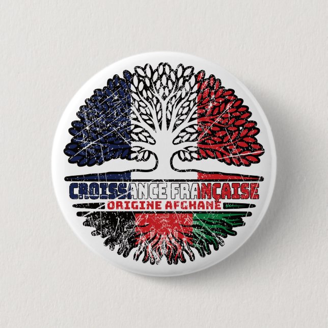 Badge Rond 5 Cm Afghanistan drapeau français de l'arbre (Devant)