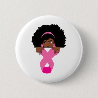 Badge Rond 5 Cm Africain Américain Sensibilisation au cancer du se