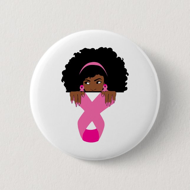 Badge Rond 5 Cm Africain Américain Sensibilisation au cancer du se (Devant)