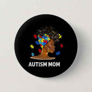 Badge Rond 5 Cm Africain Noir Autisme Maman Afro Mère Autisme Awar