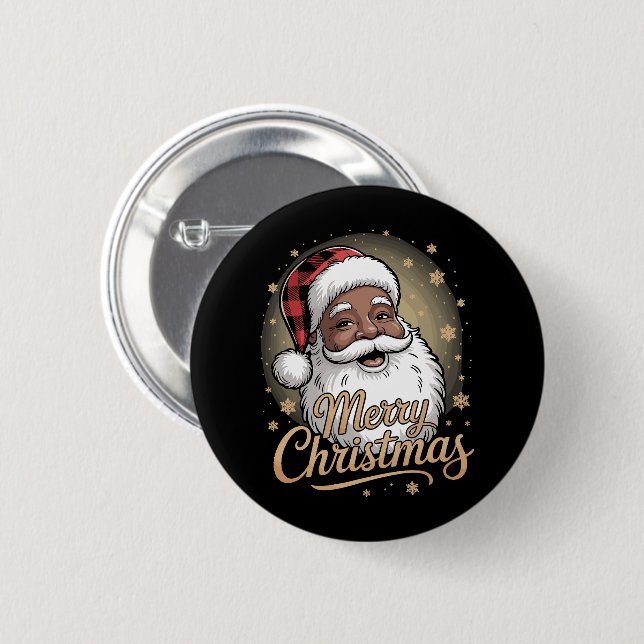 Badge Rond 5 Cm African American Christmas Pajamas Santa Claus  (Devant & derrière)