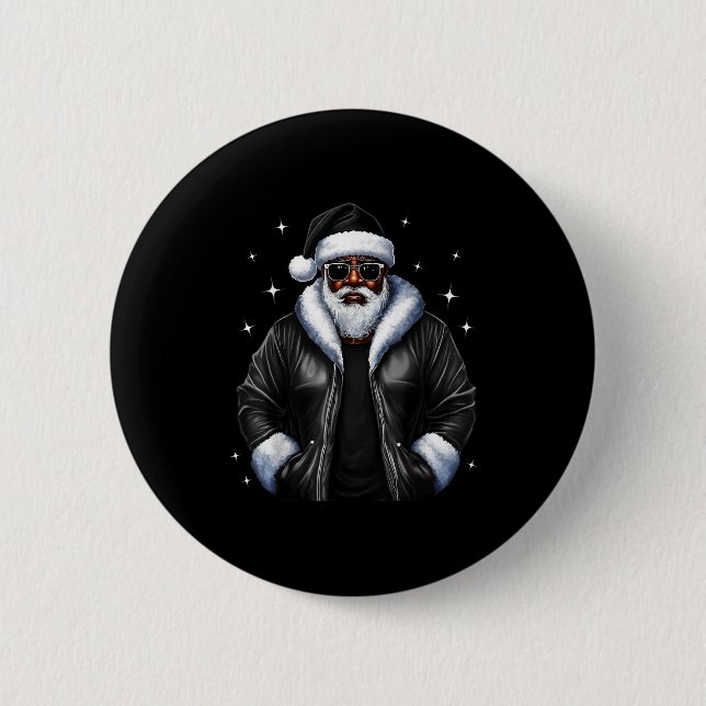 Badge Rond 5 Cm African American Christmas Xmas Afro Santa Claus  (Devant)