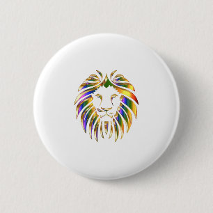 Badge Rond 5 Cm Afrique Animal Art Big Chat Lion Chromatique Color