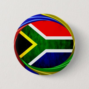 Badge Rond 5 Cm Afrique du Sud Drapeau : Motif dynamique à balayag