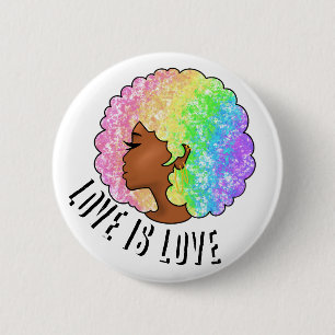 Badge Rond 5 Cm afro arc-en-ciel LGBTQ l'amour est l'amour fierté 
