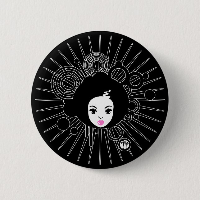 Badge Rond 5 Cm Afro Chick (Devant)
