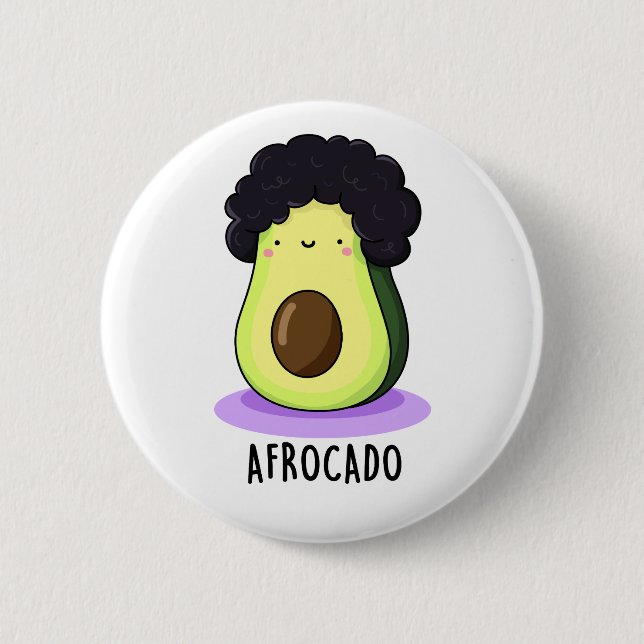 Badge Rond 5 Cm Afrocado Drôle Avocado Avec Pun Afro (Devant)