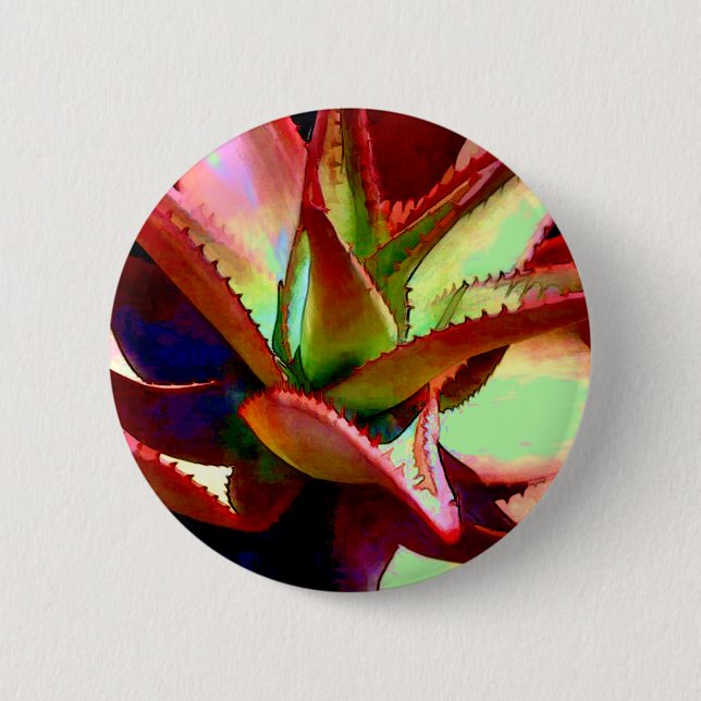 Badge Rond 5 Cm Agave rouge et vert (Devant)