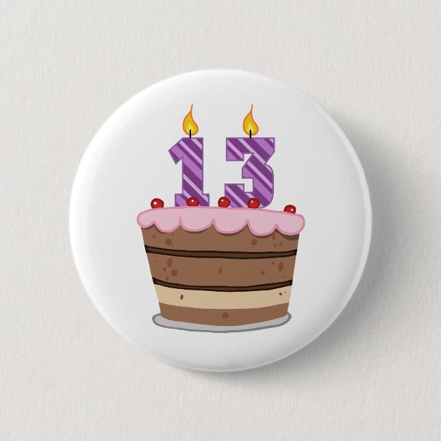 Badge Rond 5 Cm Âge 13 sur le gâteau d'anniversaire (Devant)