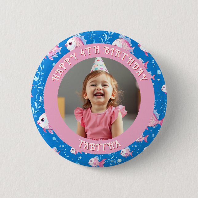 Badge Rond 5 Cm Âge, nom et photo personnalisés Anniversaire (Devant)