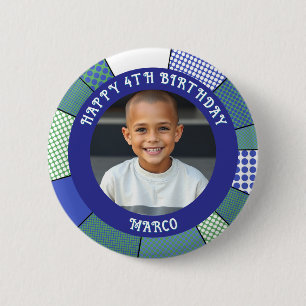 Badge Rond 5 Cm Âge, nom et photo personnalisés Anniversaire