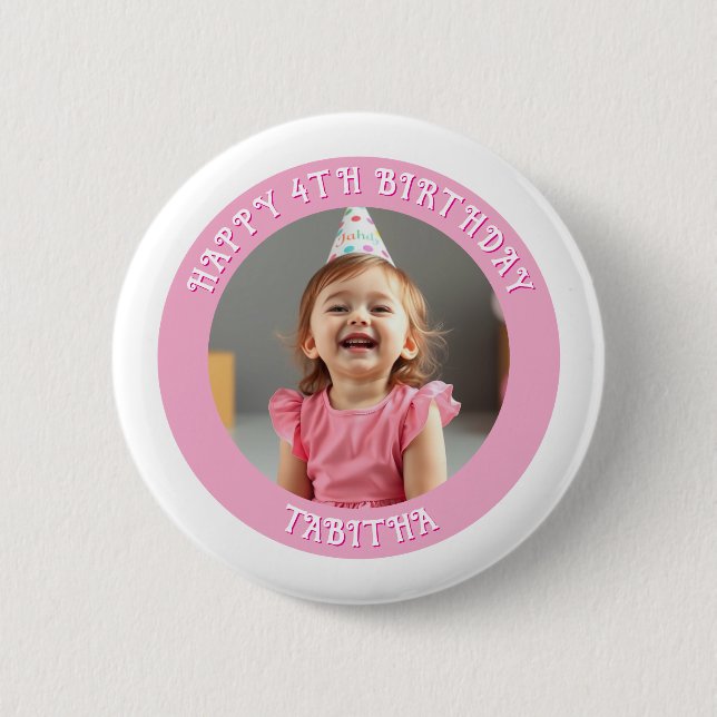 Badge Rond 5 Cm Âge, nom et photo personnalisés Anniversaire (Devant)