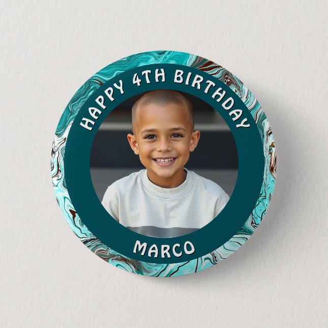 Badge Rond 5 Cm Âge, nom et photo personnalisés Anniversaire (Devant)