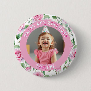 Badge Rond 5 Cm Âge, nom et photo personnalisés Anniversaire