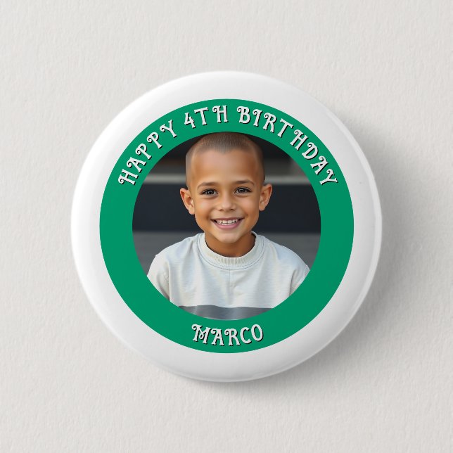 Badge Rond 5 Cm Âge, nom et photo personnalisés Anniversaire (Devant)