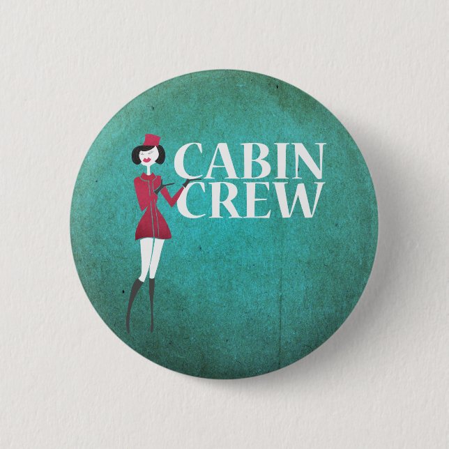 Badge Rond 5 Cm Agent de bord avec typographie de l'équipage Cabin (Devant)