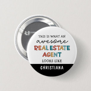 Badge Rond 5 Cm Agent Immobilier Personnalisé Drôle Awesome Réalis