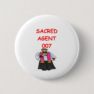 Badge Rond 5 Cm agent secret de prêtre