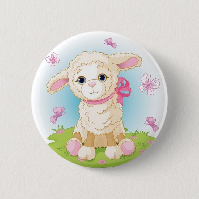 Badge Rond 5 Cm Agneau de bébé (Devant)