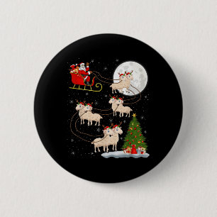 Badge Rond 5 Cm Agneaux Mouton Père Noël Sleigh Flying Funny Magiq