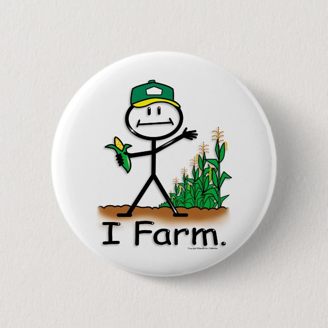 Badge Rond 5 Cm Agriculteur (Devant)