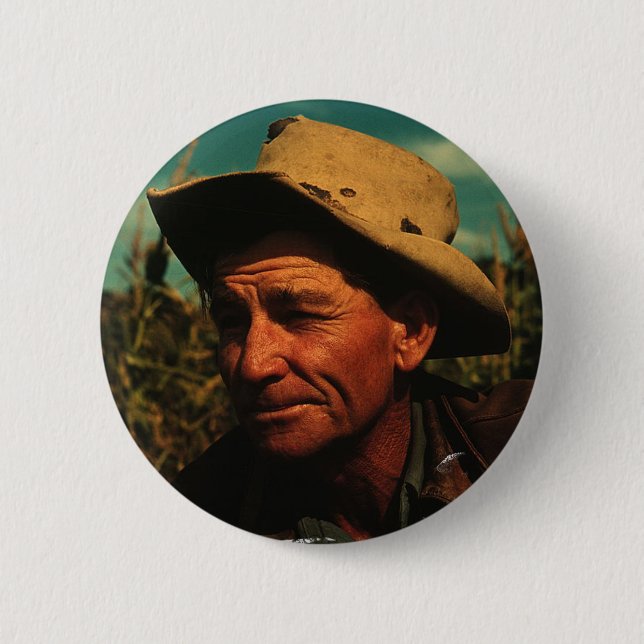 Badge Rond 5 Cm Agriculteur (Devant)